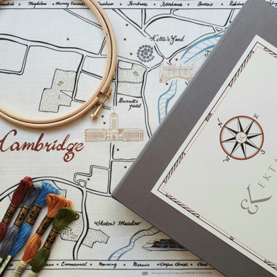 Cambridge Map Embroidery Kit with box