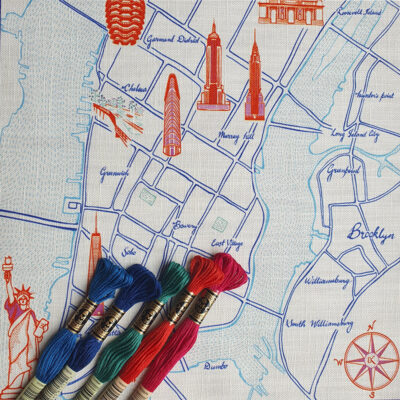 Ekta Kaul New York Map Embroidery Kit Lower Manhattan