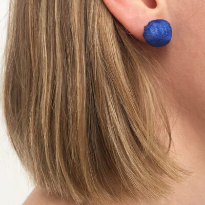 Model Wearing Cobalt Blue Ear Studs