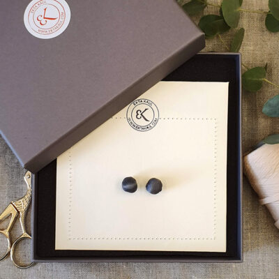 STERLING SILVER EAR STUDS IN GREY SILK - Image 2
