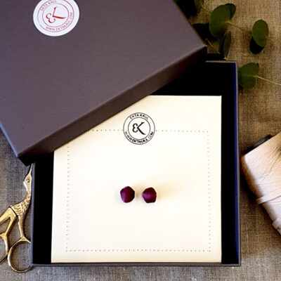 STERLING SILVER EAR STUDS IN PLUM SILK - Image 2