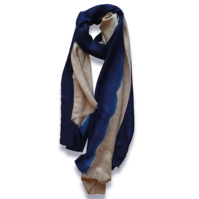 Handwoven Cashmere Scarf Sloane- Blue and beige