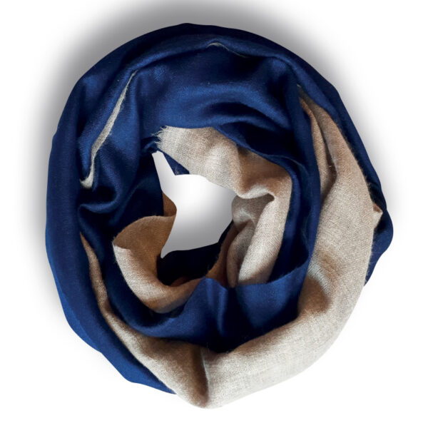 Handwoven Cashmere Scarf Blue and beige